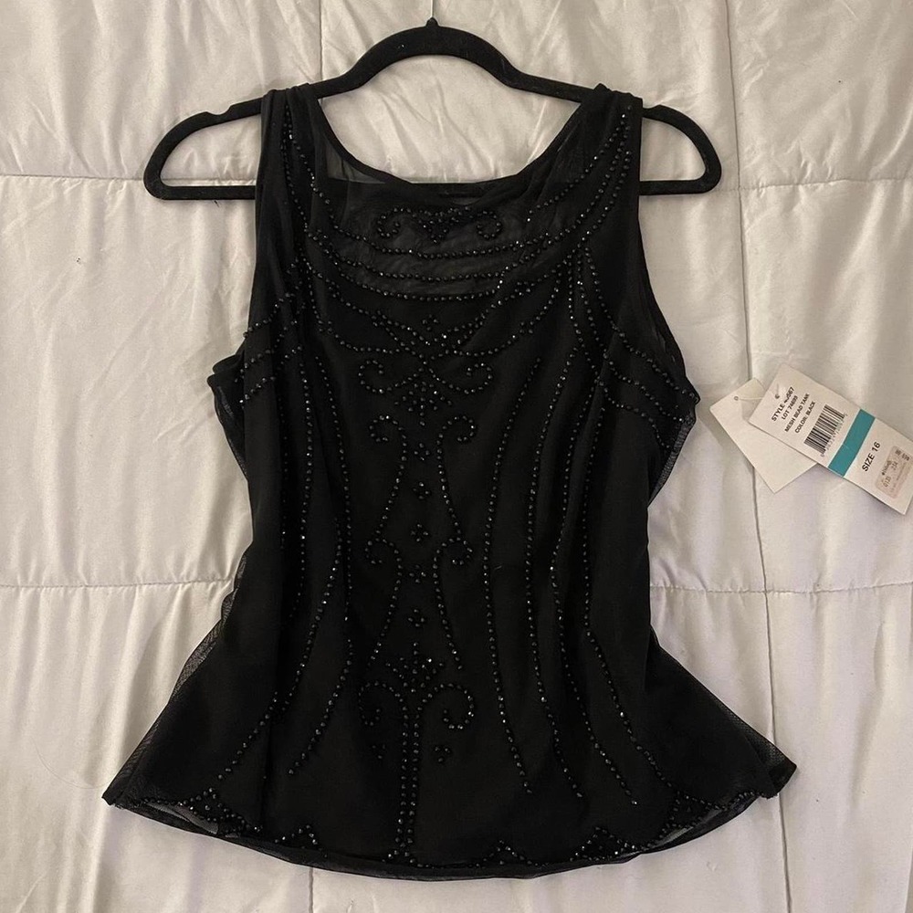 Vintage 90s / Early 2000s Beaded Mesh Tank Top Small